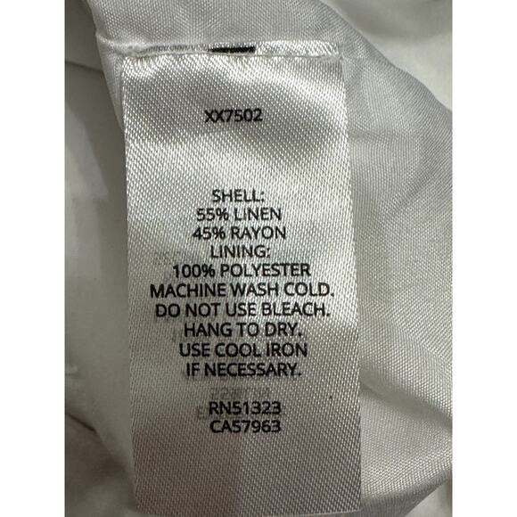 Halogen Utility Shirt Dress Mini Button Up Sleeveless Linen Blend White XS NWOT - Picture 10 of 10